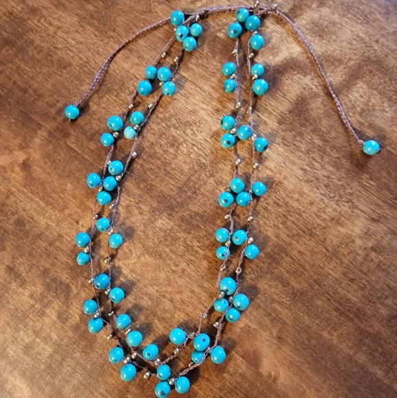 unbranded Jewelry - ♡VTG Crocheted Necklace▪︎Turquiose Brass▪︎